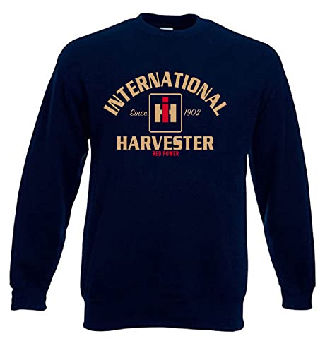 Bimaxx IHC International Harvester Red Power Sweatshirt Herren-Pullover Langarm, Rundhals, Brustdruck| Navyblau | Größe XL von Bimaxx