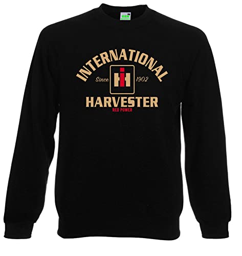 Bimaxx IHC International Harvester Red Power Sweatshirt Herren-Pullover Langarm, Rundhals, Brustdruck| Schwarz | Größe L von Bimaxx