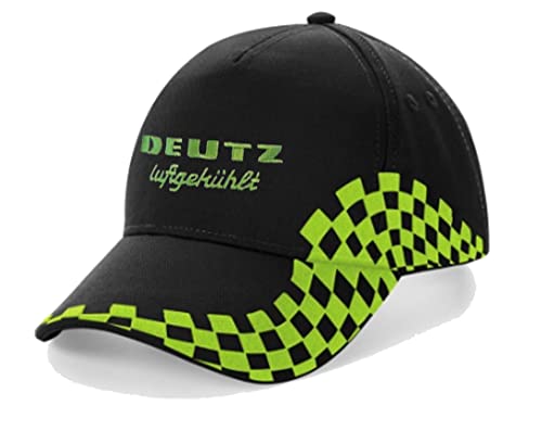 Bimaxx Deutz Luftgekühlt Grand Prix Oldtimer Kappe | Herren, Klettverschluss, Einheitsgröße | Schwarz/Lime von Bimaxx
