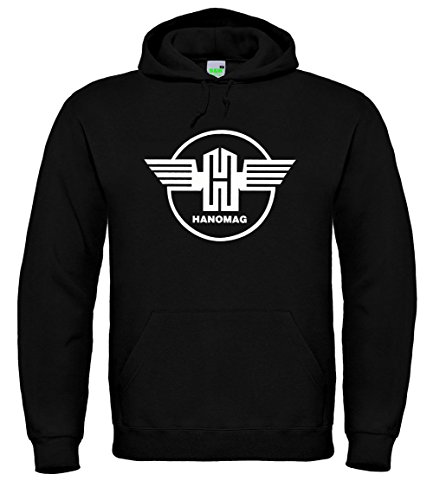 Bimaxx Hanomag Herren Hoodie, Kapuzenpullover, Langarm, Brustdruck | Schwarz | Größe 3XL von Bimaxx