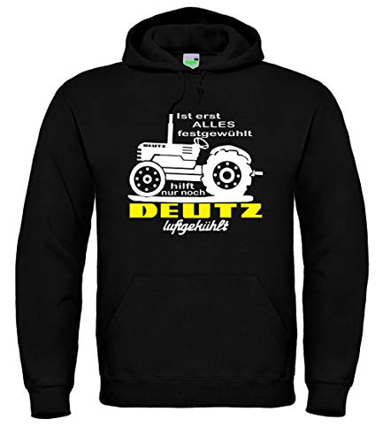Bimaxx Hoodie Ist erst Alles festgewühlt, hilft nur noch Deutz-Luftgekühlt Herren Kapuzen-Sweatshirt Brustdruck | Schwarz | Größe XXL von Bimaxx
