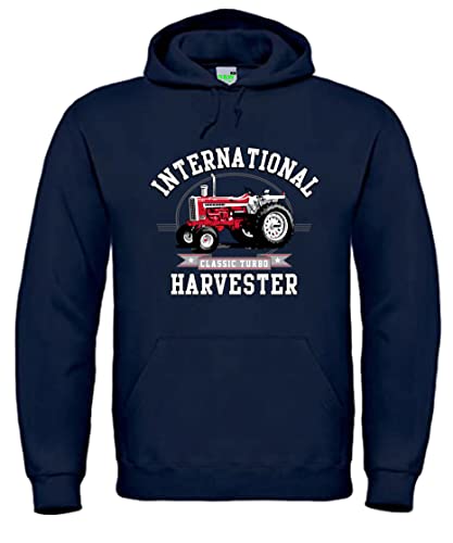 Bimaxx IHC International Harvester Classic Turbo Hoodie Herren Kapuzenpullover, Langarm, Brustdruck | Navyblau | Größe XL von Bimaxx