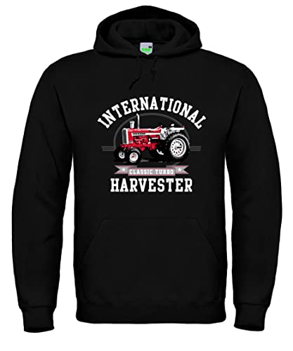 Bimaxx IHC International Harvester Classic Turbo Hoodie Herren Kapuzenpullover, Langarm, Brustdruck | Schwarz | Größe XXL von Bimaxx
