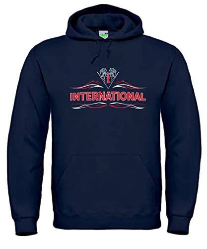 Bimaxx IHC International Harvester Kolben Hoodie Herren Kapuzenpullover, Langarm, Brustdruck | Navyblau | Größe 3XL von Bimaxx