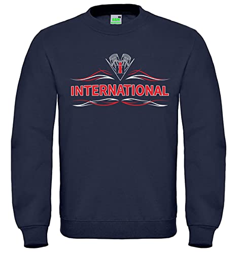 Bimaxx IHC International Harvester Kolben Sweatshirt Herren Pullover, Langarm, Brustdruck | Navyblau | Größe L von Bimaxx