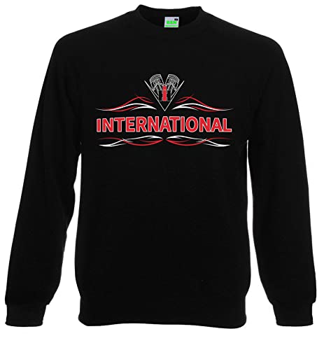 Bimaxx IHC International Harvester Kolben Sweatshirt Herren Pullover, Langarm, Brustdruck | Schwarz | Größe XXL von Bimaxx