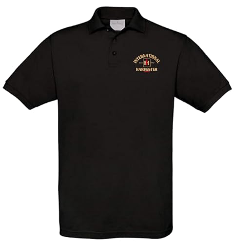 Bimaxx Polo-Hemd IHC International Harvester Red-Power, Kurzarm, Knopfleiste | Schwarz | Größe L von Bimaxx