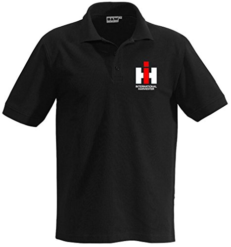 Bimaxx Polohemd IHC Int. Harvester Brustdruck Herren Kurzarm Knopfleiste | schwarz | Größe 3XL von Bimaxx