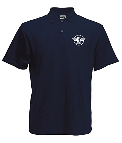 Bimaxx Poloshirt Hanomag Kleiner Brustdruck Polohemd Kurzarm Knopfleiste | Navyblau | Größe XL von Bimaxx