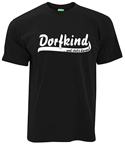 Bimaxx T-Shirt Dorfkind und stolz darauf Herrenshirt + Unisex Kurzarm Rundkragen Brustdruck | Schwarz | Größe L von Bimaxx