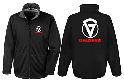 Güldner Softshell-Jacke Herren, Langarm, Brust- und Rückendruck | Schwarz | Größe XXL von Bimaxx
