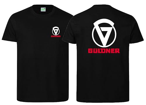 Güldner T-Shirt Herrenshirt Kurzarm Rundkragen Brust- und Rückendruck | Schwarz | Größe 3XL von Bimaxx