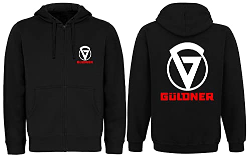 Güldner Zip-Jacke Kapuzenpullover mit Reißverschluss Herren Hoodie Brust- und Rückendruck Langarm | Schwarz | Größe M von Bimaxx