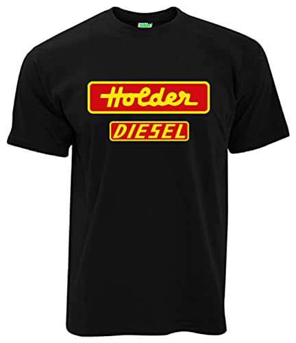 Holder Diesel T-Shirt Herren Kurzarm Rundkragen Brustdruck | Schwarz, gelber Druck | Größe 3XL von Bimaxx