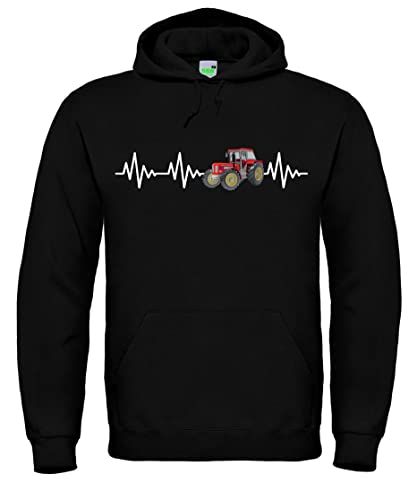 Bimaxx Hoodie Herzschlag Schlüter Schlepper | Kapuzen-Sweatshirt Herren, Langarm, Brustdruck | Schwarz | Größe L von Bimaxx