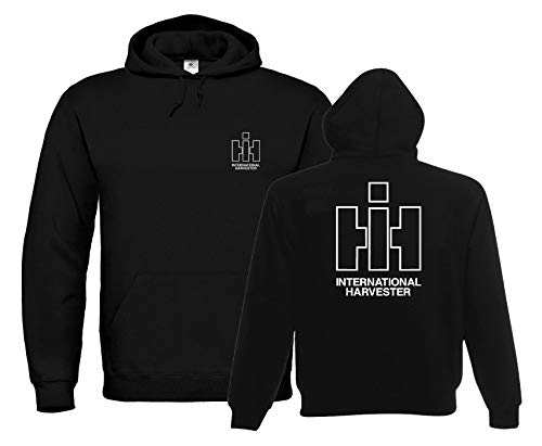 Hoodie IHC International Harvester Oldtimer-Sweathirt Herren Langarm Brust- und Rückendruck | Schwarz | Größe L von Bimaxx
