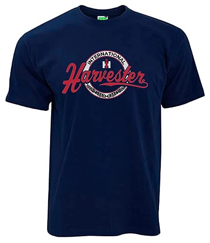 IHC T-Shirt Kreis mit Körnähren International Harvester-Logo Herren Kurzarm Rundkragen Brustdruck | Navyblau | Größe XXL von Bimaxx