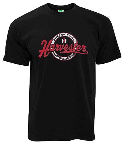 IHC T-Shirt Kreis mit Körnähren International Harvester-Logo Herren Kurzarm Rundkragen Brustdruck | Schwarz | Größe XXL von Bimaxx