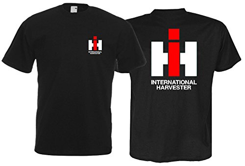 IHC Oldtimer T-Shirt International Harvester Herren Kurzarm Brust- und Rückendruck | Schwarz | Größe XXL von Bimaxx