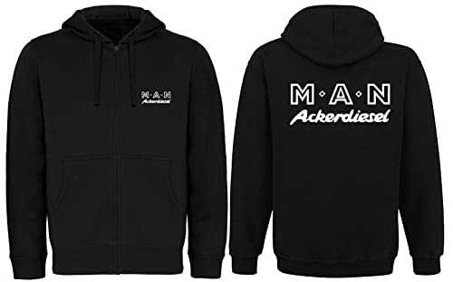 M-A-N Zip-Jacke Kapuzenpullover mit Reißverschluss Herren Hoodie Brust- und Rückendruck Langarm | Schwarz | Größe M von Bimaxx