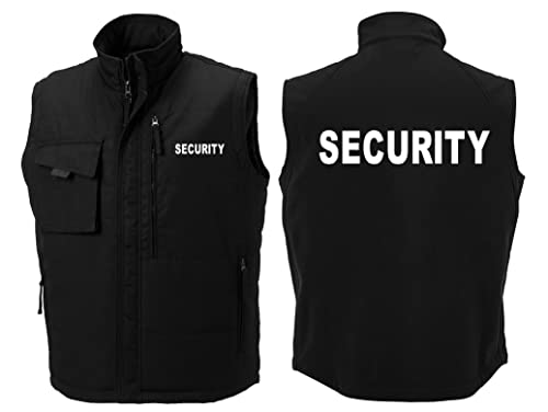 Security Weste, Ärmellos, Reißverschluss, Brust- und Rückendruck | Schwarz | Größe S von Bimaxx
