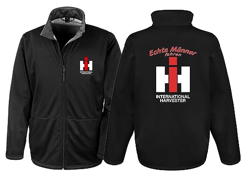 Softshell-Jacke Echte Männer Fahren IHC International Harvester | Schwarz | Brust- und Rückendruck | Größe M von Bimaxx