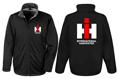 Softshell-Jacke IHC International Harvester Herren, Langarm, Brust- und Rückendruck | Schwarz | Größe XL von Bimaxx