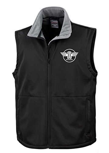 Softshell Weste Hanomag Oldtimer-Weste Herren Ärmellos | Brust- und Rückendruck | Schwarz | Größe XXL von Bimaxx