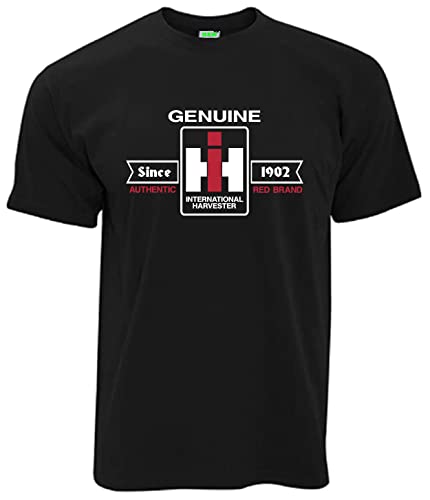 T-Shirt Genuine IHC International Harvester Red Power Herren Kurzarm Rundkragen Brustdruck | Schwarz | Größe 3XL von Bimaxx