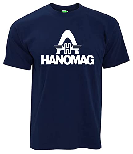 T-Shirt Hanomag Rheinstahlbogen Herren Oldtimer-Shirt Kurzarm Rundkragen Brustdruck | Navyblau | Größe 3XL von Bimaxx