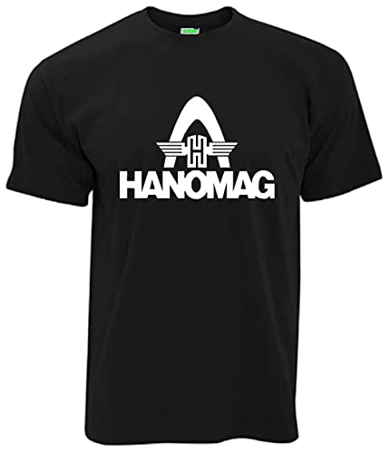 T-Shirt Hanomag Rheinstahlbogen Herren Oldtimer-Shirt Kurzarm Rundkragen Brustdruck | Schwarz | Größe XL von Bimaxx