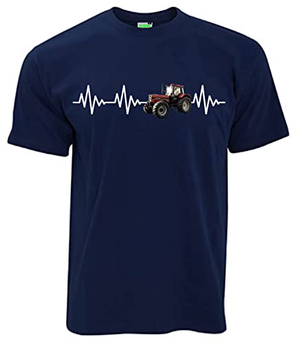 T-Shirt Herzschlag IHC International Harvester | Navyblau | Größe M von Bimaxx