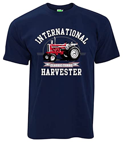 T-Shirt - IHC International Harvester Classic Turbo Oldtimer-Shirt | Herren, Kurzarm, Rundhals, Brustdruck | Navyblau | Größe XL von Bimaxx