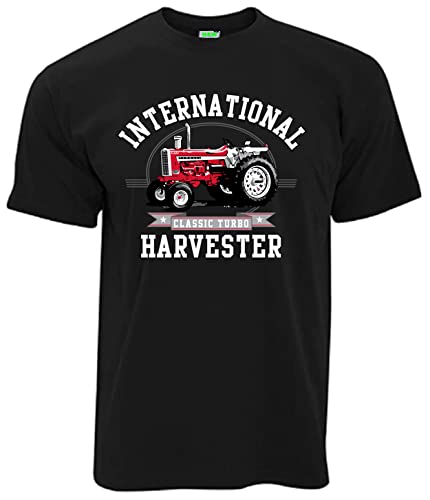 T-Shirt - IHC International Harvester Classic Turbo Oldtimer-Shirt | Herren, Kurzarm, Rundhals, Brustdruck | Schwarz | Größe 4XL von Bimaxx