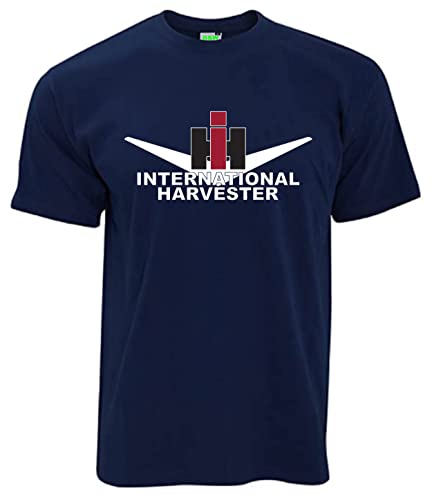 T-Shirt - IHC International Harvester Classic V Oldtimer-Shirt | Herren, Kurzarm, Rundhals, Brustdruck | Navyblau | Größe L von Bimaxx