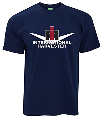 T-Shirt - IHC International Harvester Classic V Oldtimer-Shirt | Herren, Kurzarm, Rundhals, Brustdruck | Navyblau | Größe M von Bimaxx