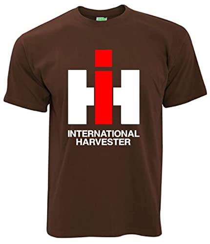 T-Shirt IHC International Harvester Oldtimer Herren-Shirt Kurzarm Rundkragen Brustdruck | Braun | Größe XXL von Bimaxx