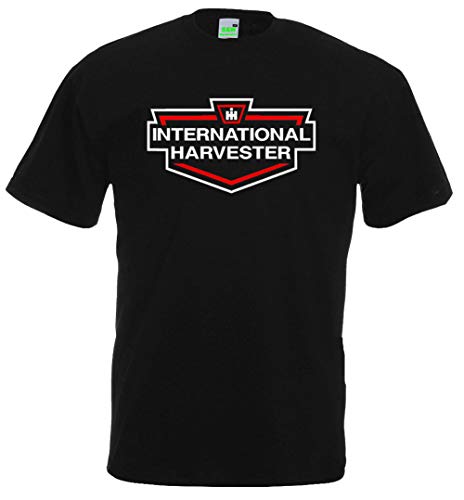 T-Shirt IHC International Harvester Wappen Logoshirt Herren Kurzarm Rundkragen Brustdruck | Schwarz | Größe XXL von Bimaxx