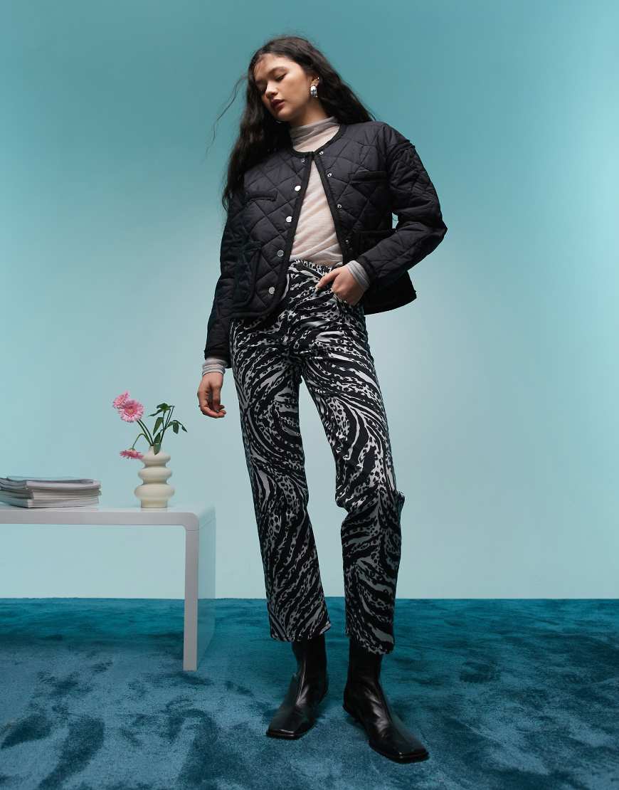 BIMBA Y LOLA - Jeans in Elfenbein mit geradem Schnitt und Zebramuster-Weiß von Bimba Y Lola