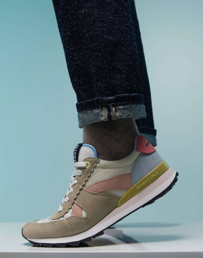 BIMBA Y LOLA - Sneaker in Beige mit mehrfarbigem Farbblockdesign-Neutral von Bimba Y Lola