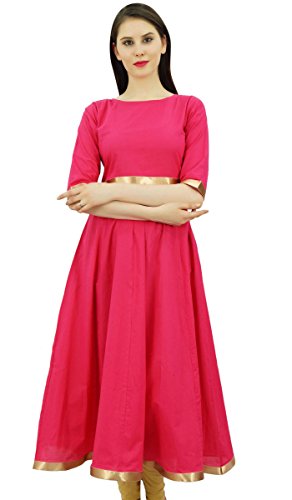 Bimba Damen Anarkali Kurti mit Golden Border Kleid Indian Kleidung Damen Kurta von Bimba