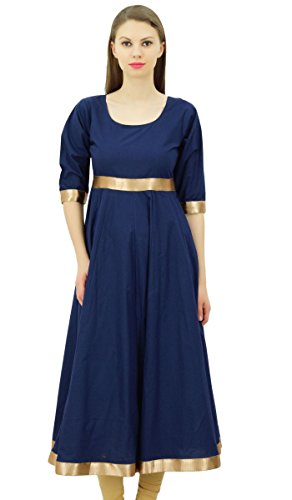 Bimba Damen Anarkali Kurti mit Golden Border Kleid Indian Kleidung Damen Kurta von Bimba