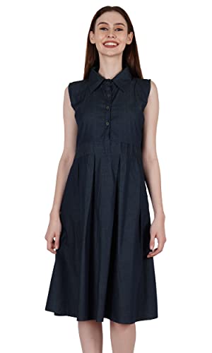 Bimba Damen Blau Denim Chambray Kleid Sommer Lässige Etuikleider von Bimba