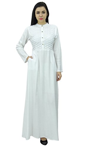 Bimba Damen Mandarin Kragen Plain Jilbab Kleid Mit Taschen Full Sleeve Maxi von Bimba