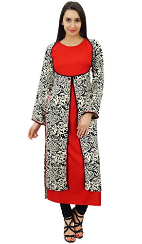 Bimba Designer Paisley Print Straight Winter Kurti Kurta Pashmina Blend Bluse von Bimba