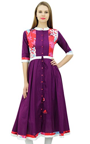 Bimba Frauen Anarkali Kurti Lange Ausgestellte Tunika Baumwolle Kurta Indischen Ethnischen Bluse von Bimba