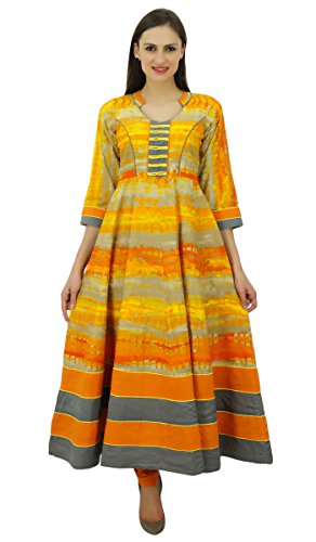 Bimba Frauen Anarkali Kurti Mandarinekragen Ethnischen Kurti Kleid Tragen von Bimba