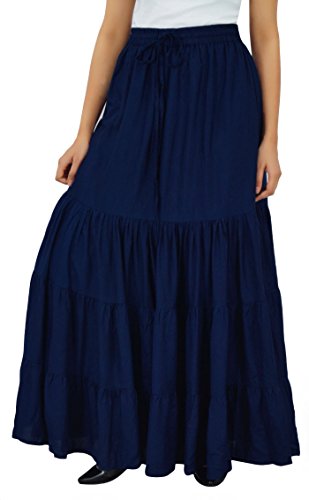 Bimba Frauen Boho Long Flaired Maxi Tierrock Elastische Taille Bohemian Röcke von Bimba