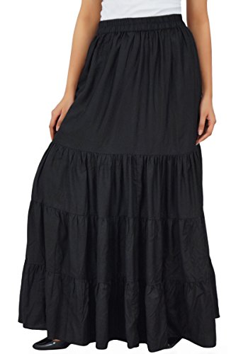 Bimba Frauen Boho Long Flaired Maxi Tierrock Elastische Taille Bohemian Röcke von Bimba