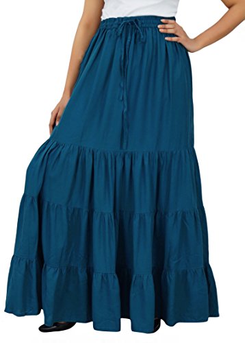 Bimba Frauen Boho Long Flaired Maxi Tierrock Elastische Taille Bohemian Röcke von Bimba